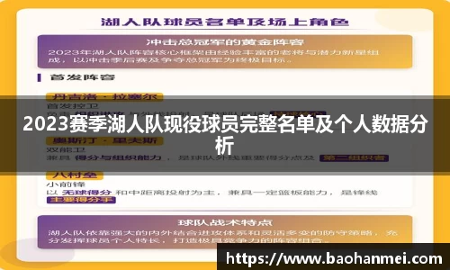 2023赛季湖人队现役球员完整名单及个人数据分析
